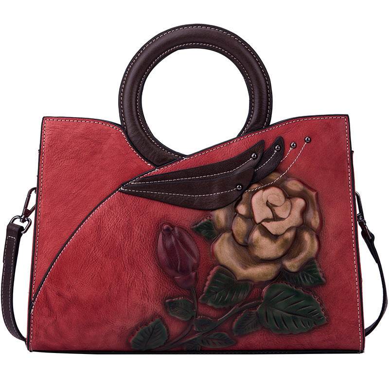 Artisanal handmade leather handbag crafted from premium full-grain leather by skilled artisans - luxury designer bag featuring multiple compartments, secure closure, adjustable shoulder strap, and timeless sophisticated style - heirloom quality handbag for women - Millivan Supplies