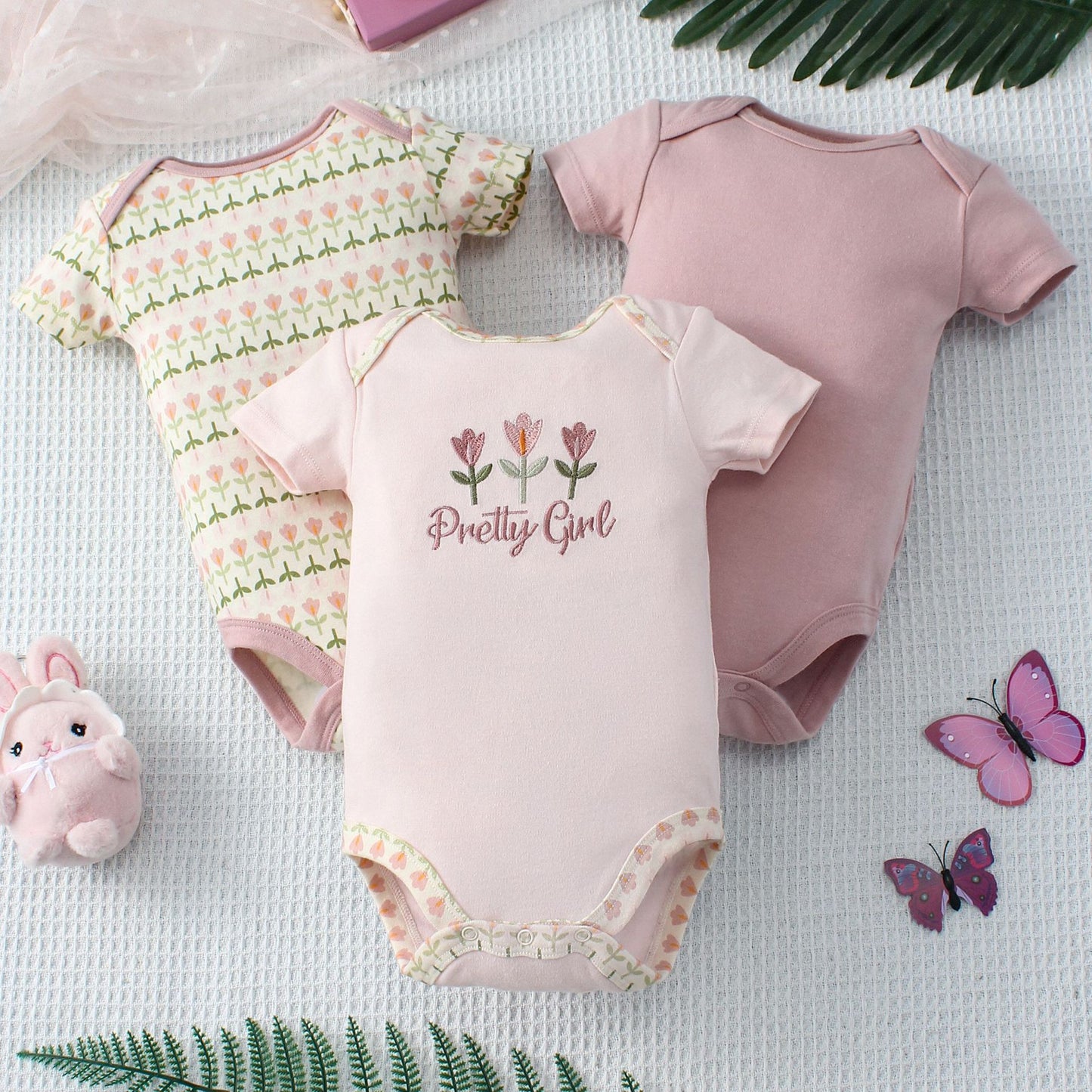 Baby Jumpsuit Fashion Three-Piece Set - Blue Giraffe Design