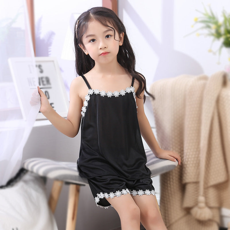 Children's Sling Pajamas for Girls - Black