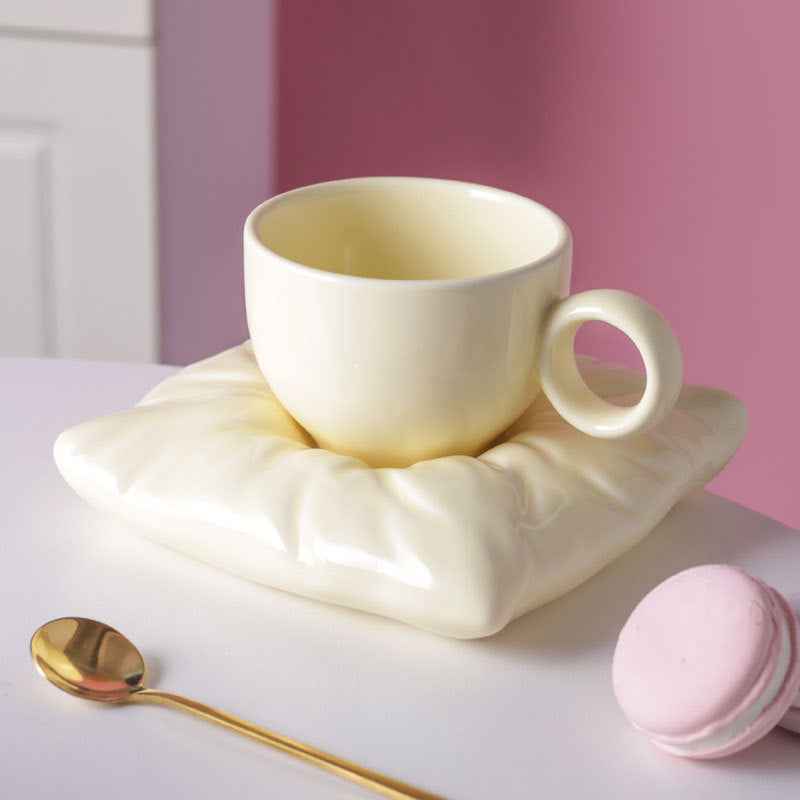Nordic Ceramic Cup Set - Pillow Coaster 200ml Gift Box