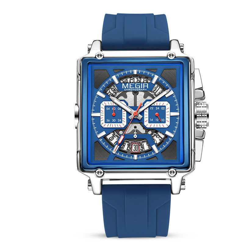 Men's Square Sports Quartz Watch - Waterproof Luminous