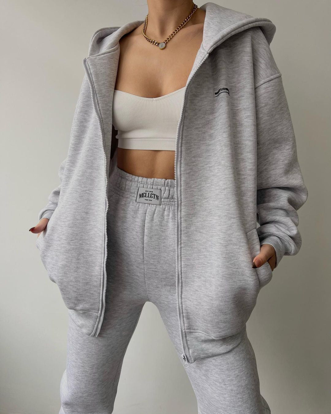 Women's Long Sleeve Fleece Pullover Trousers Fashion Printed Hooded Suits - Cozy Set