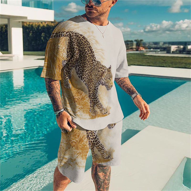 Men's 3D Printed Sports Fitness Suit - Adult Leisure Athletic Wear