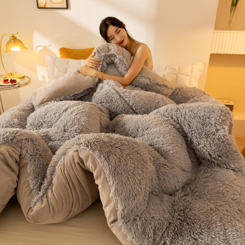 Super Soft Long Fleece Mink Crystal Velvet Thickened Warm Winter Quilt - Double Sided 6 Colors Multiple Sizes