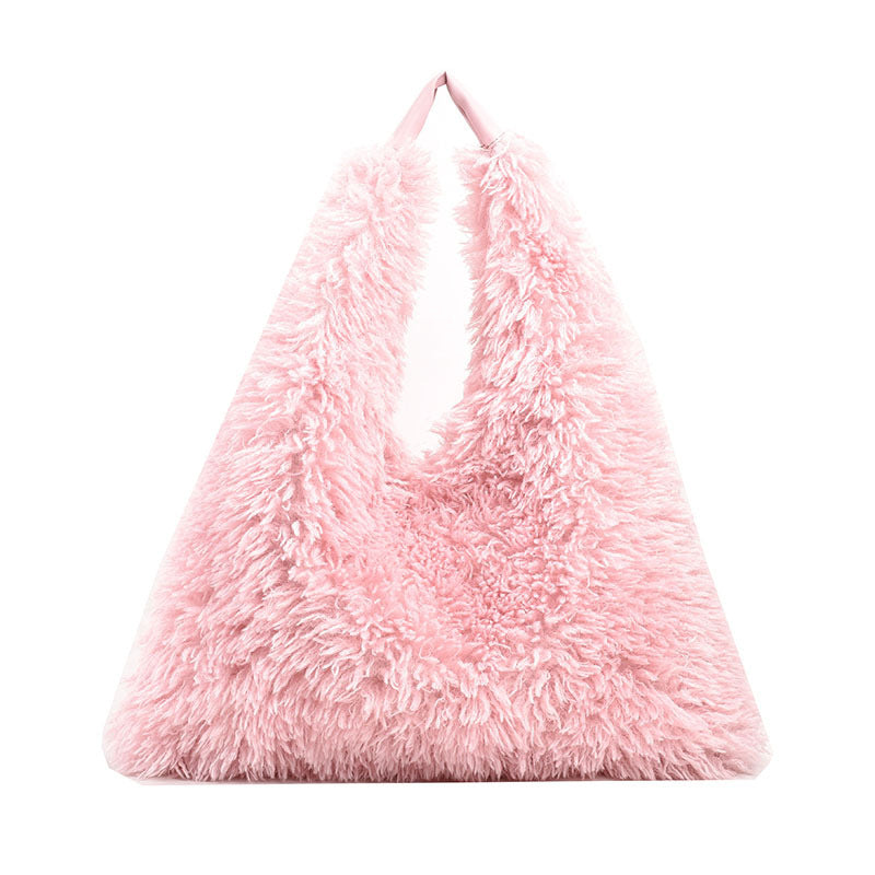 Autumn Winter Plush Handbag - Designer Tote