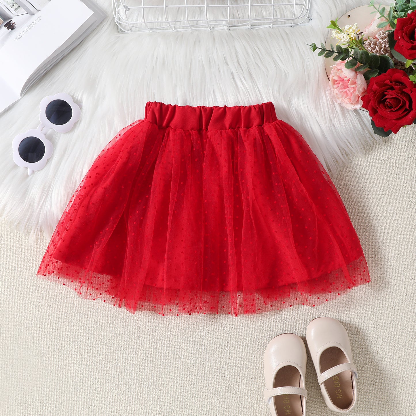 Summer New Girls' Suit Strappy Bow Top With Tulle Skirt Two-piece Set