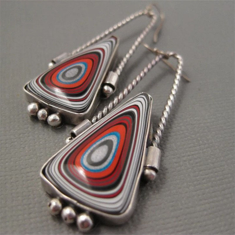Red Striped Enamel Earrings T Ornament