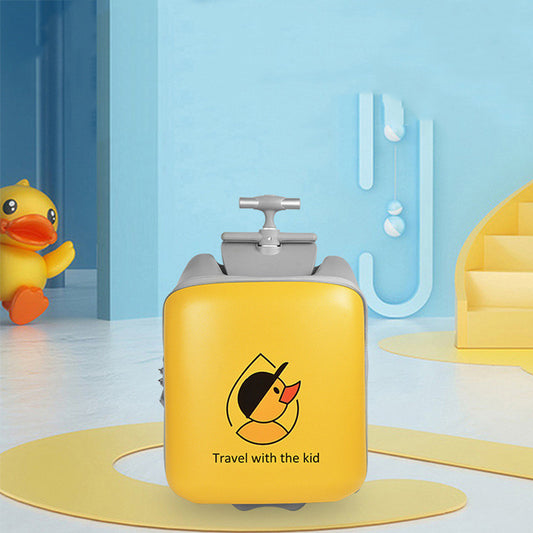 Cartoon Children's Trolley Case - Yellow Duckling Mount Suitcase with TSA Lock