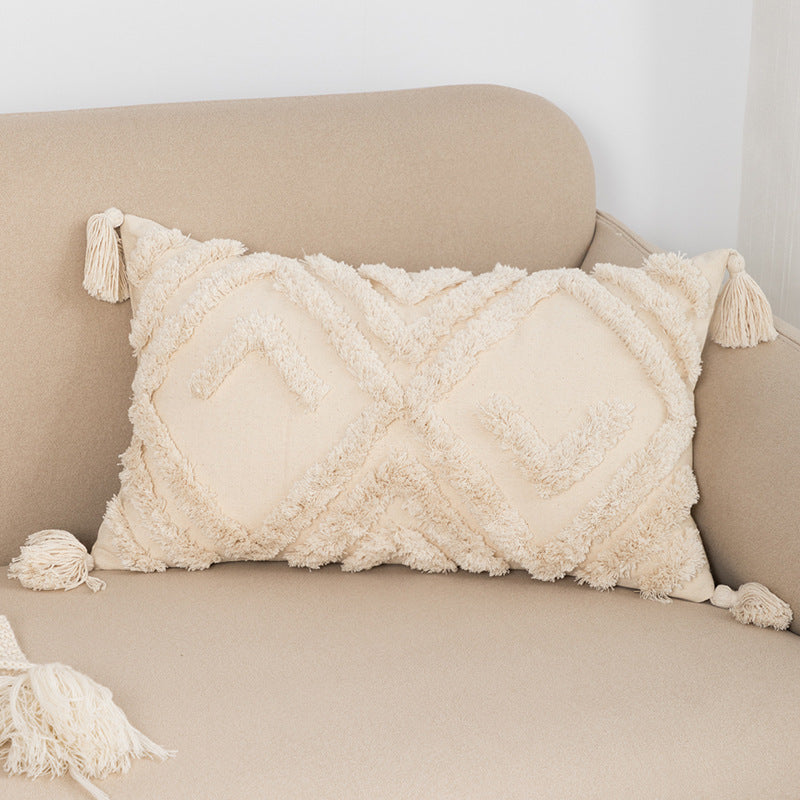 Home Fashion Bohemian Cotton Tufted Embroidery Pillowcase