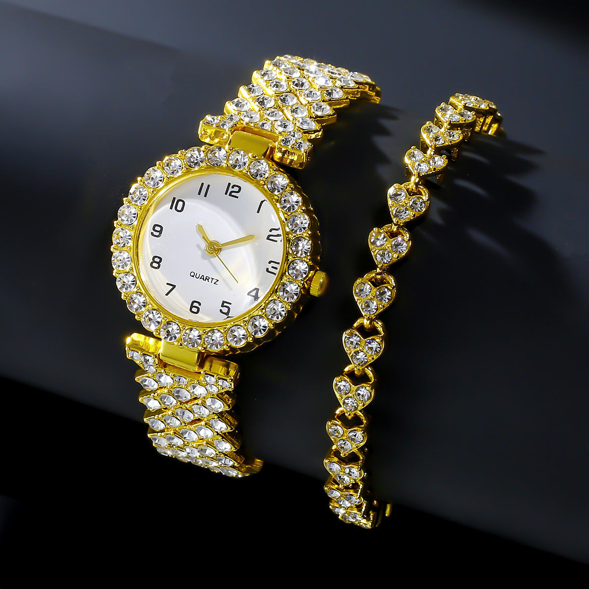 Luxury Women's Watch & Bracelet Set - 2-Piece Fashion