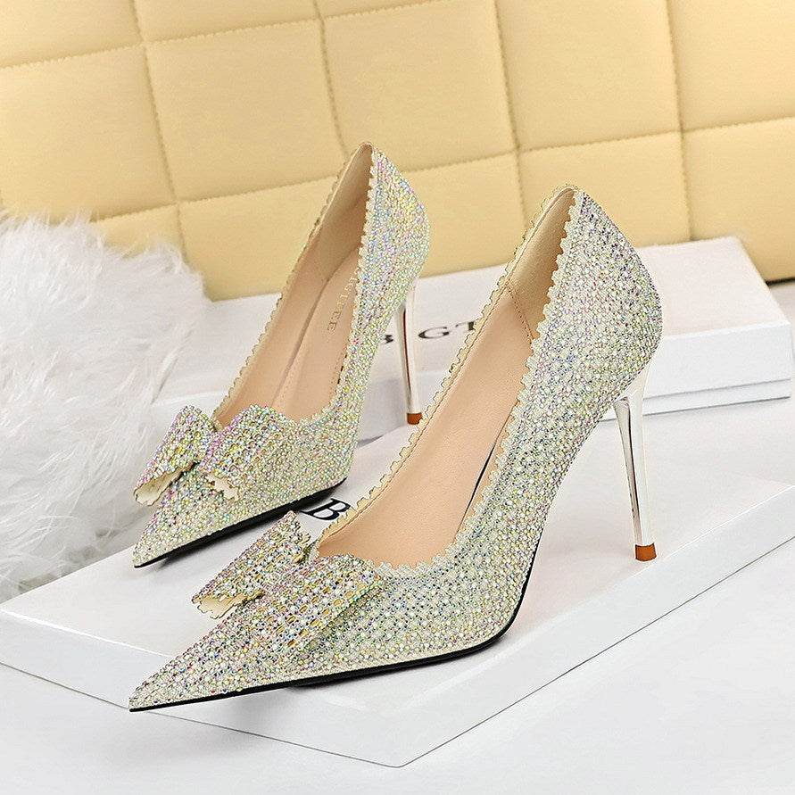 Sweet Women''s Princess Wedding Shoes Thin High Heels Shallow Mouth - Millivan supplies