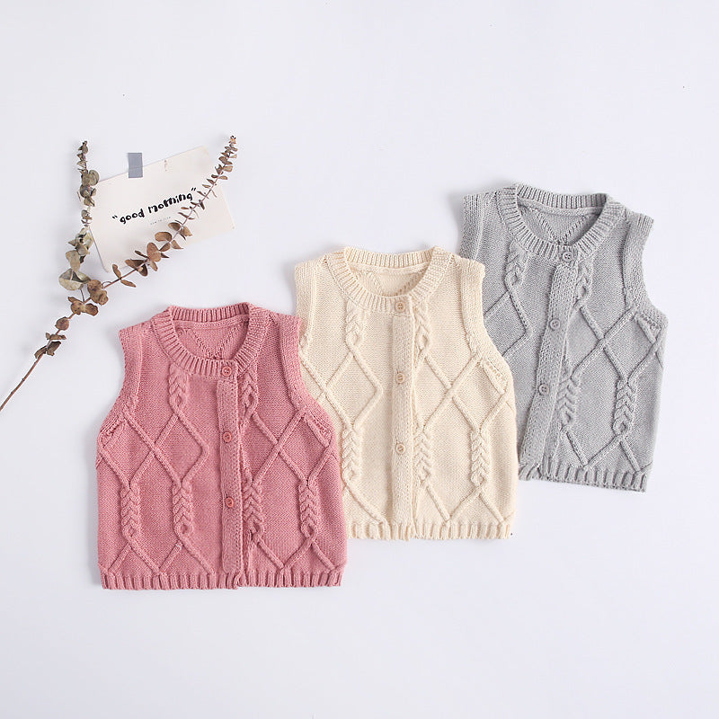 Newborn suit cotton knitted twist vest