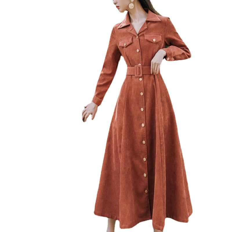 Brown dress with buttons on a white background by millivan