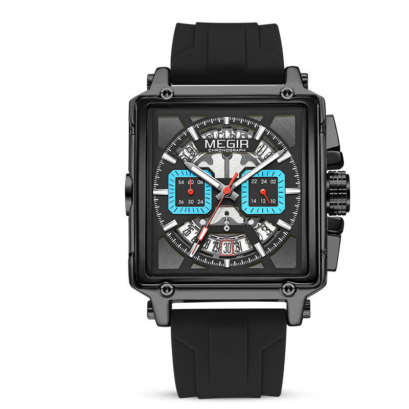Men's Square Sports Quartz Watch - Waterproof Luminous
