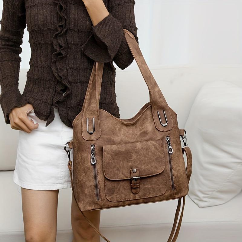 Women's Soft Leather Handbag - Adult Vintage Synthetic Leather Bag