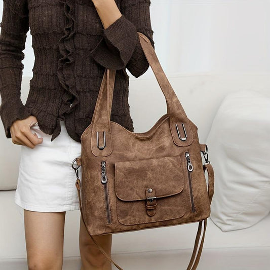 Women's Soft Leather Handbag - Adult Vintage Synthetic Leather Bag