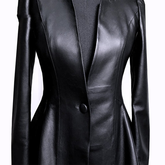 Black leather coat on a white background