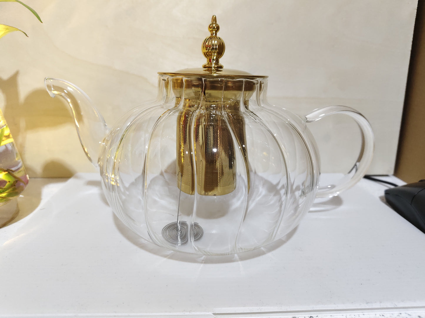 Glass Teapot Striped Tea Set Tea Water Separation Stainless Steel - Borosilicate Design