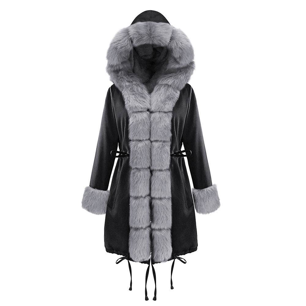 Women's Cotton Jacket With Hooded Coat And Fur Collar - Millivan supplies
