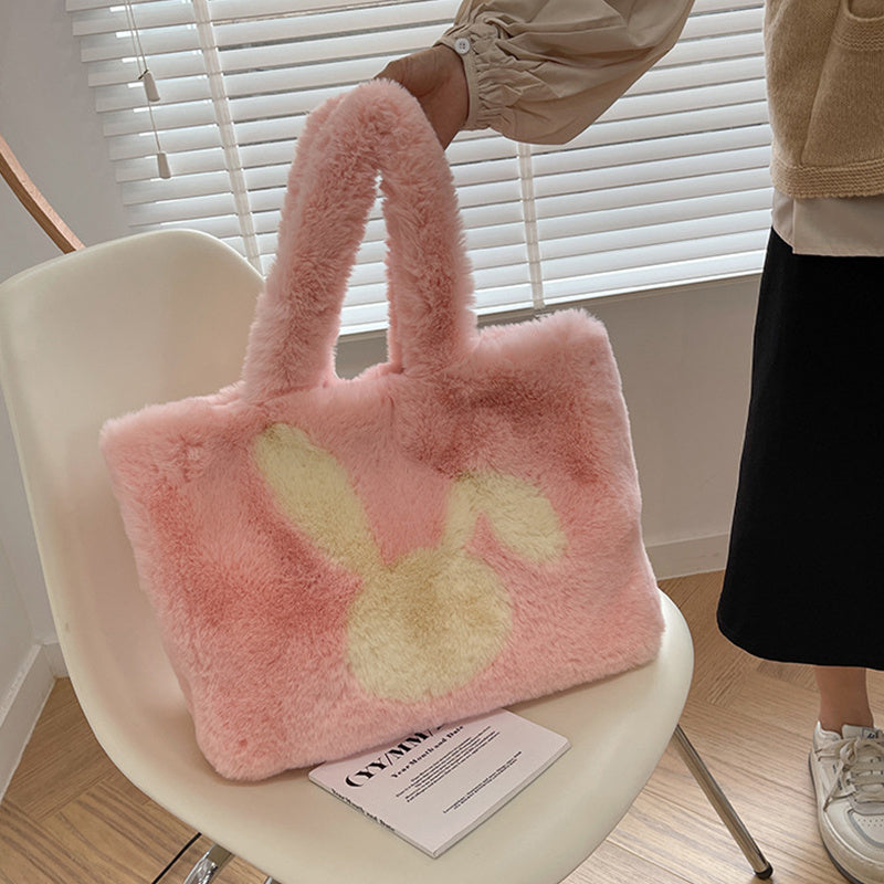 Cute Rabbit Ears Plush Bag - Autumn Winter Tote