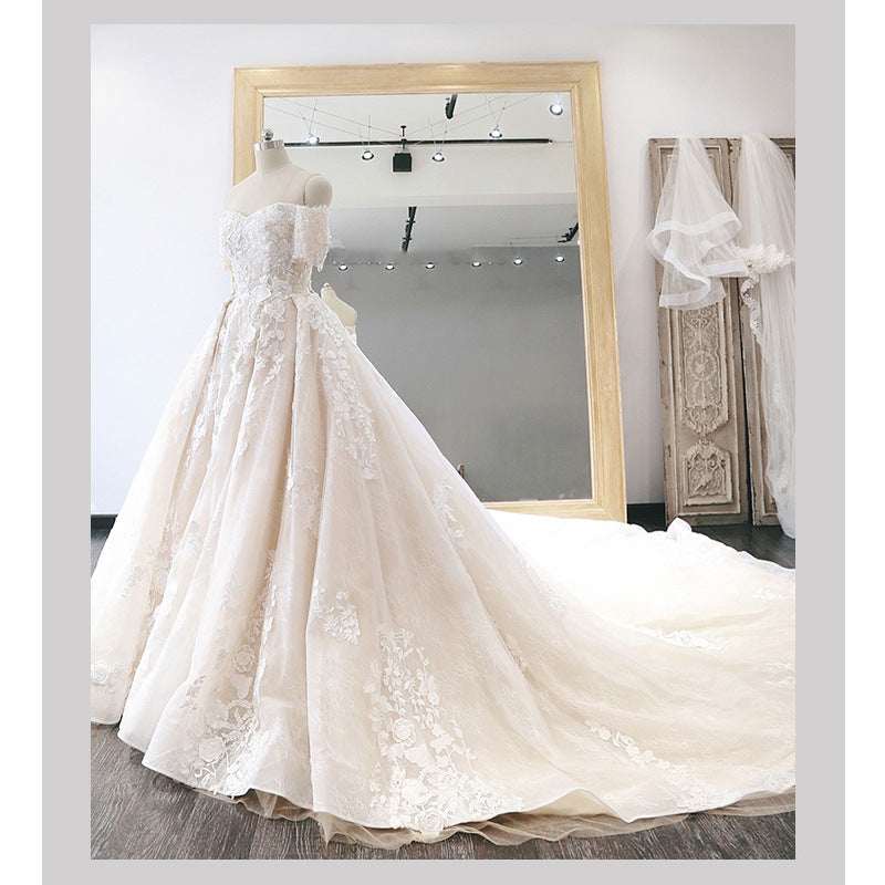 One-Shoulder Heavy Satin Wedding Dress | White | S–3XL