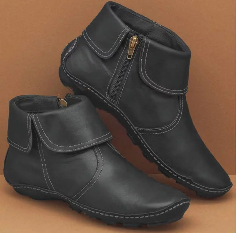 Women's Ankle Boots - Adult Zipper Flat Shoes