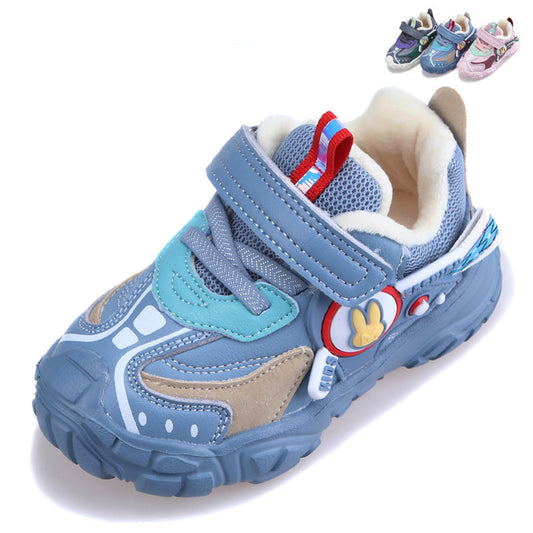 Children's Short-pile Quilted Casual Sneakers - Blue Unisex Kids Multiple Sizes
