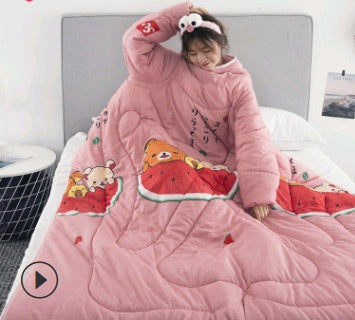 Winter Lazy Quilt with Sleeves - Polyester 1.2×1.6m Wearable Blanket 5 Colors 1350g