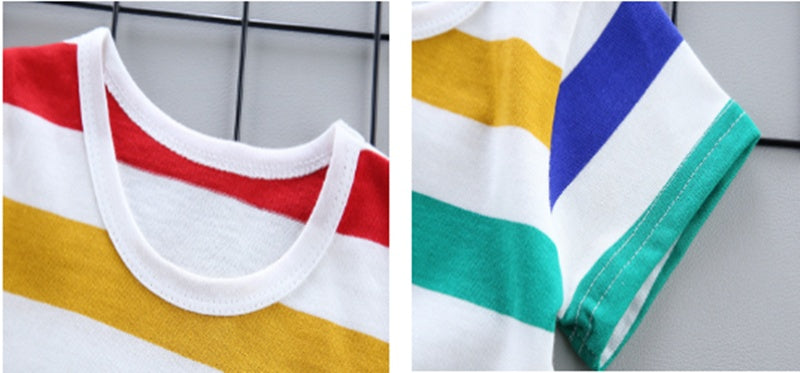 Cute Baby & Toddler Striped Overalls - Short Sleeve Summer Set