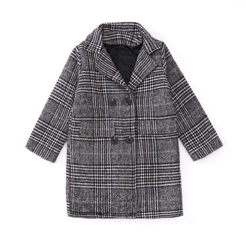 Plaid patterned coat on a white background