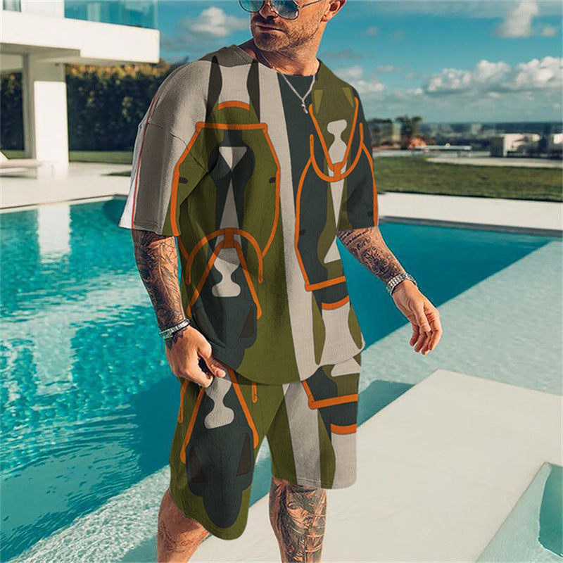 Men's 3D Printed Sports Fitness Suit - Adult Leisure Athletic Wear