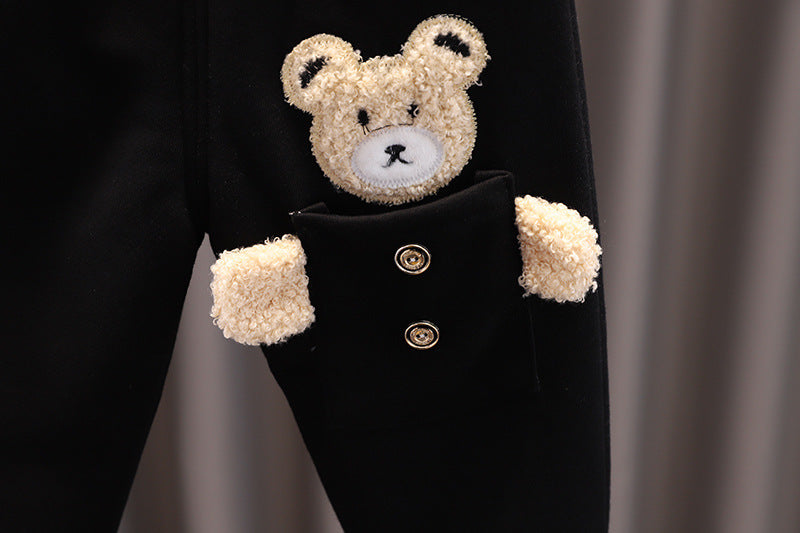 Cozy Baby Plus Velvet Outfit - Warm Foreign Style Clothing Set