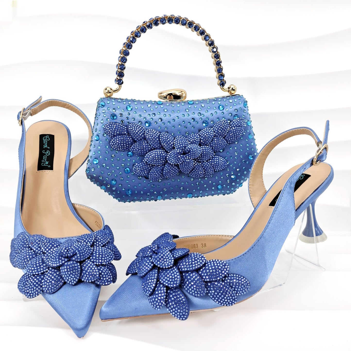 Women's Party Shoes Bag Set - Wine Red Handmade Leaf Decorative Wine Glass Heel Multiple Sizes
