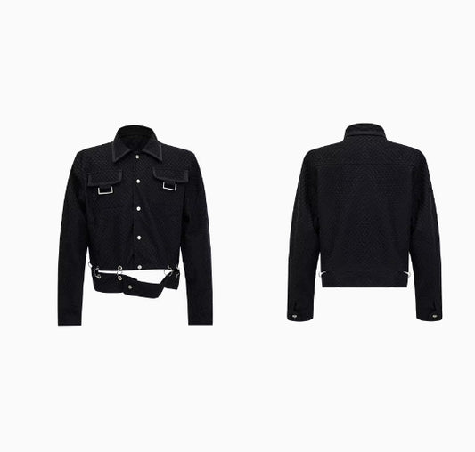 Black jacket shown from front and back on a white background