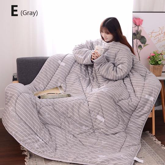Winter Lazy Quilt with Sleeves - Polyester 1.2×1.6m Wearable Blanket 5 Colors 1350g