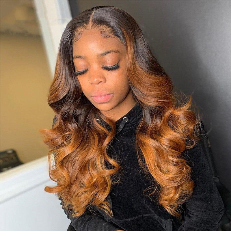 Women's T-Shape Gradient Highlight Wig - Adult Body Wave Hair Cover