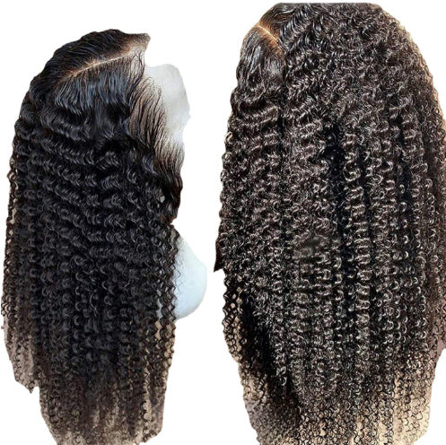 Women's Brazilian Kinky Curly Lace Front Human Hair Wig - Natural Color Multiple Lengths