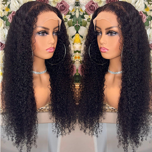Women's Brazilian Kinky Curly Lace Front Human Hair Wig - Natural Color Multiple Lengths