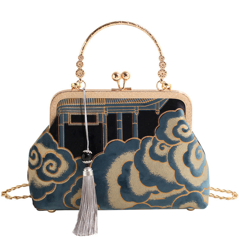 Xiangyun retro Chinese style handbag for women featuring traditional embroidered patterns inspired by the Ming and Qing dynasties - authentic silk and cotton handbag with cultural significance - Millivan Supplies
