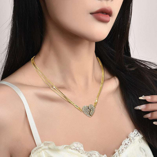 Magnetic Love Heart Necklace - Titanium Steel