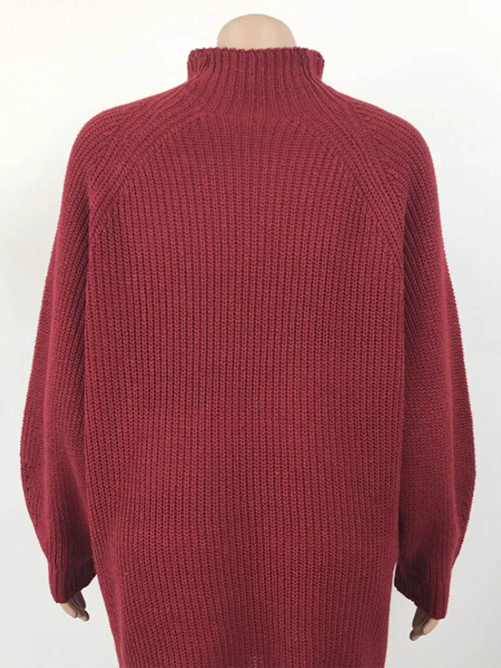 Mock Neck Dropped Shoulder Sweater Dress - Millivan supplies
