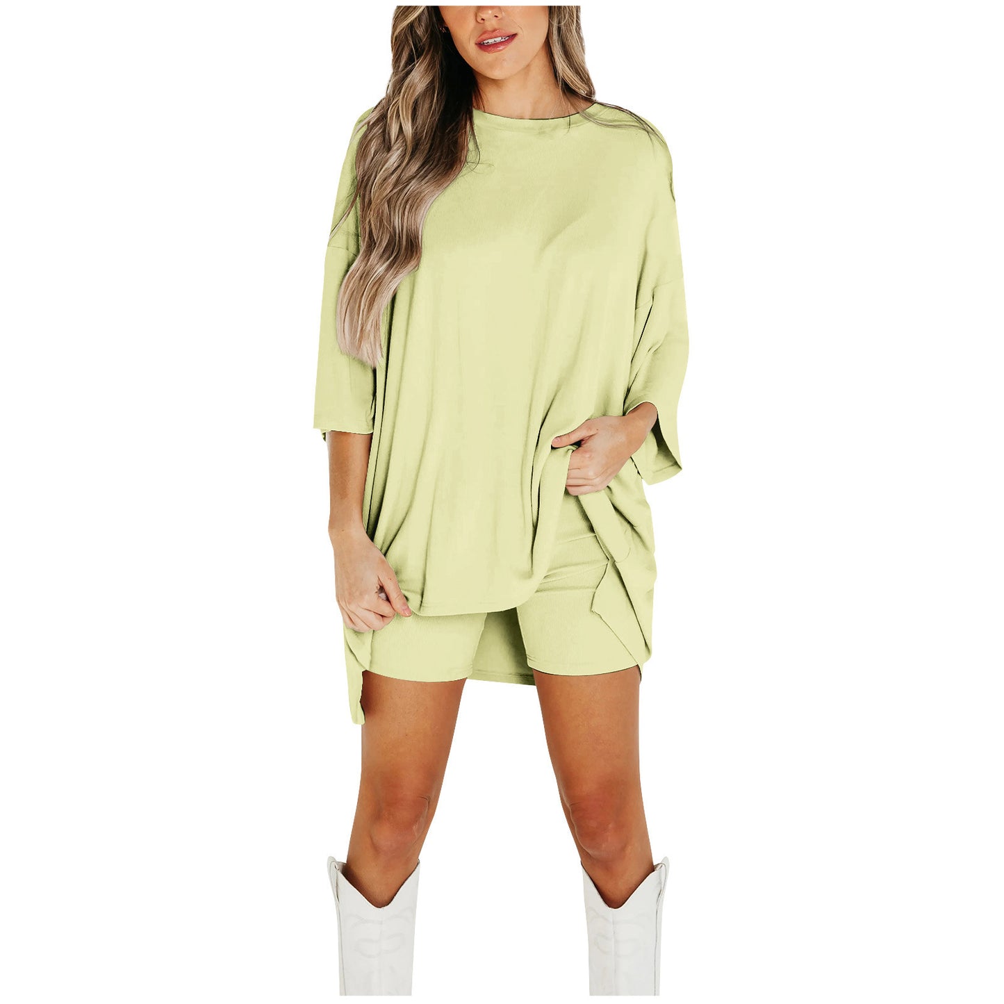 Women's Summer Shorts Suit - Wine Red T-shirt & Pants Set Multiple Sizes