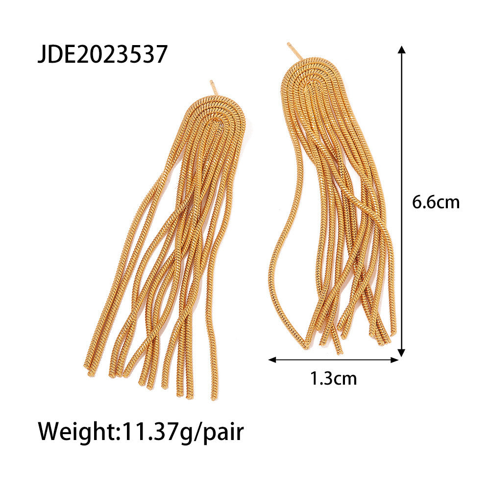 Long Tassel Earrings Fashion Women's All-match Titanium Steel