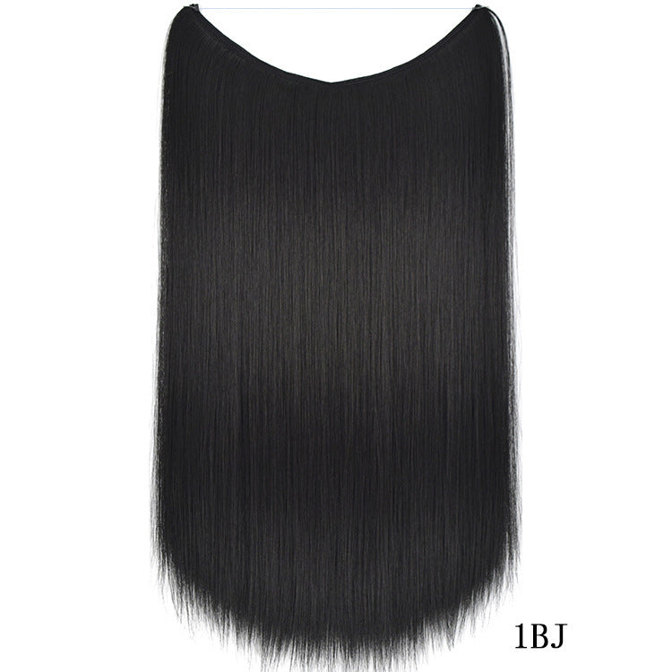 Women's 22 Inch Invisible Wire Hair Extensions - No Clips Secret Fish Line Silky Straight Synthetic