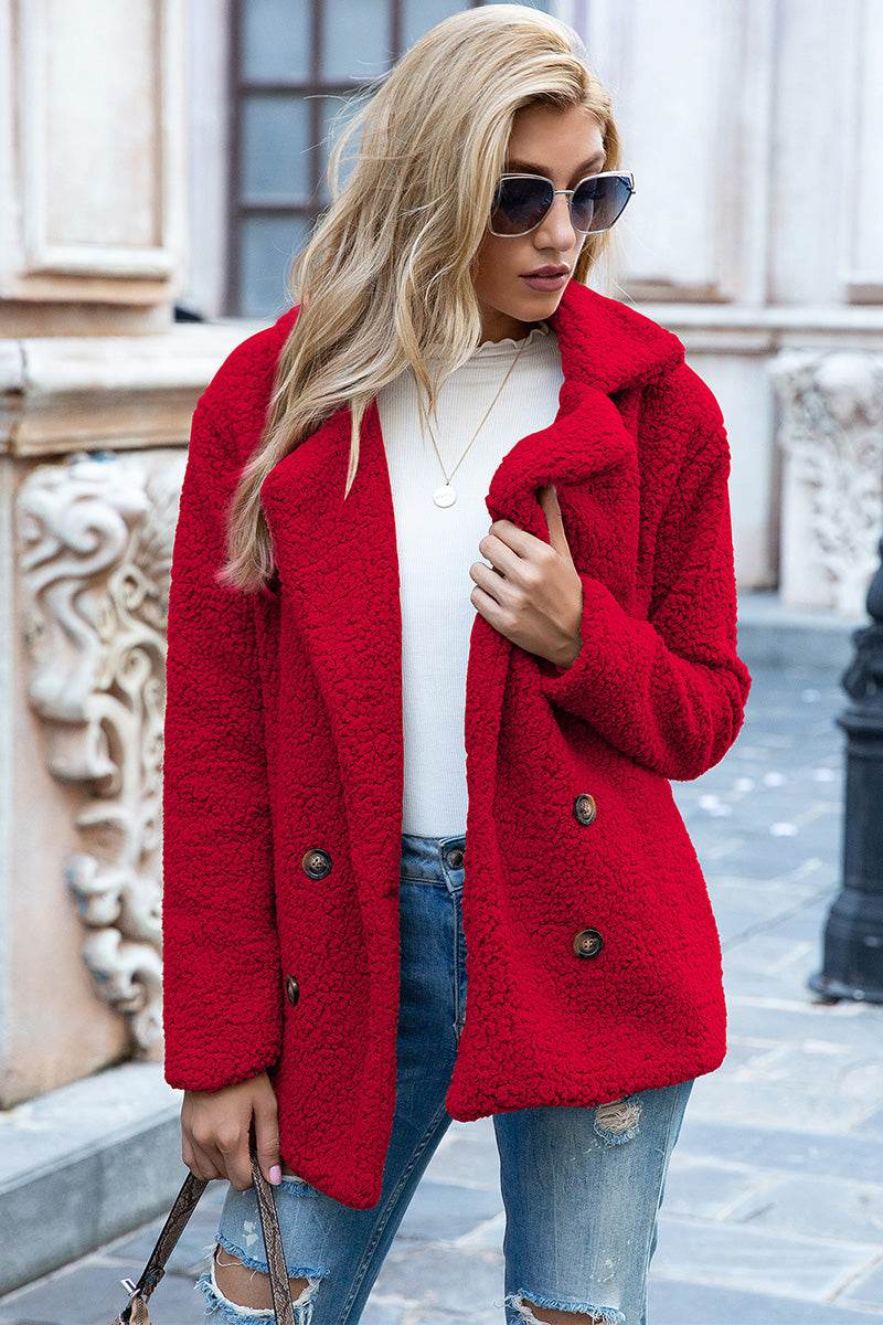 Ivy Lane Full Size Lapel Collar Sherpa Coat - Millivan supplies