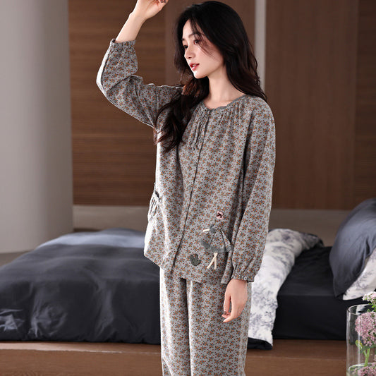 Women's Loose All Cotton Pajama Suit - Comfortable Fashion Sleepwear
