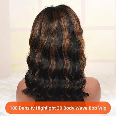 Women's European American Brown Highlight Wig - Medium Short Curly Hair Multiple Lengths