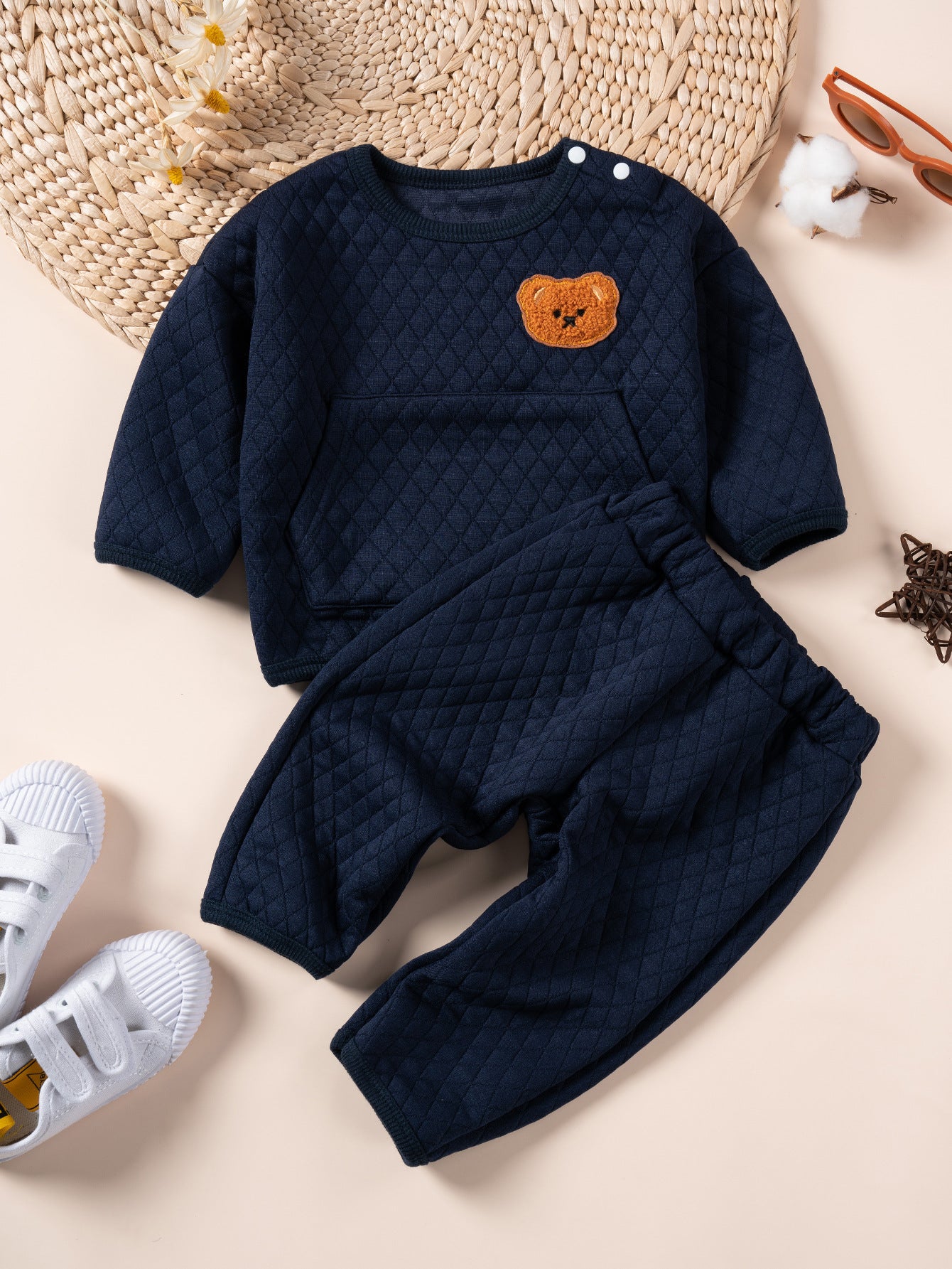 Baby Girl Winter Suit - Infant Thick Clothing Set Navy Blue 68cm