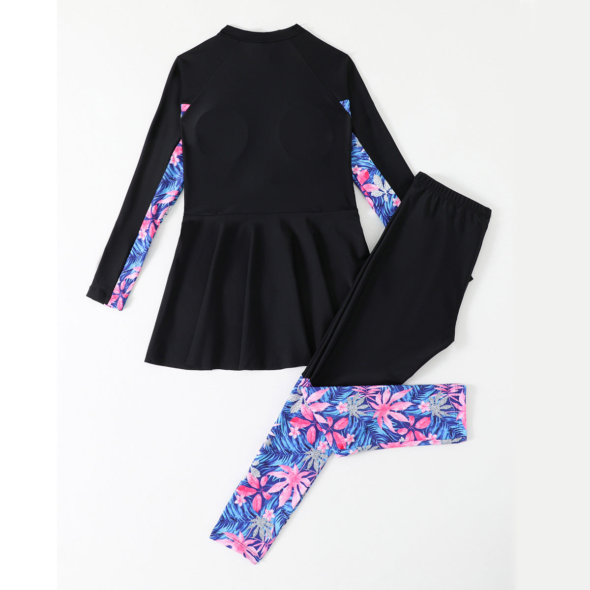 Conservative Split Two-piece Long-sleeved Trousers Medium And Large Girls Swimsuit