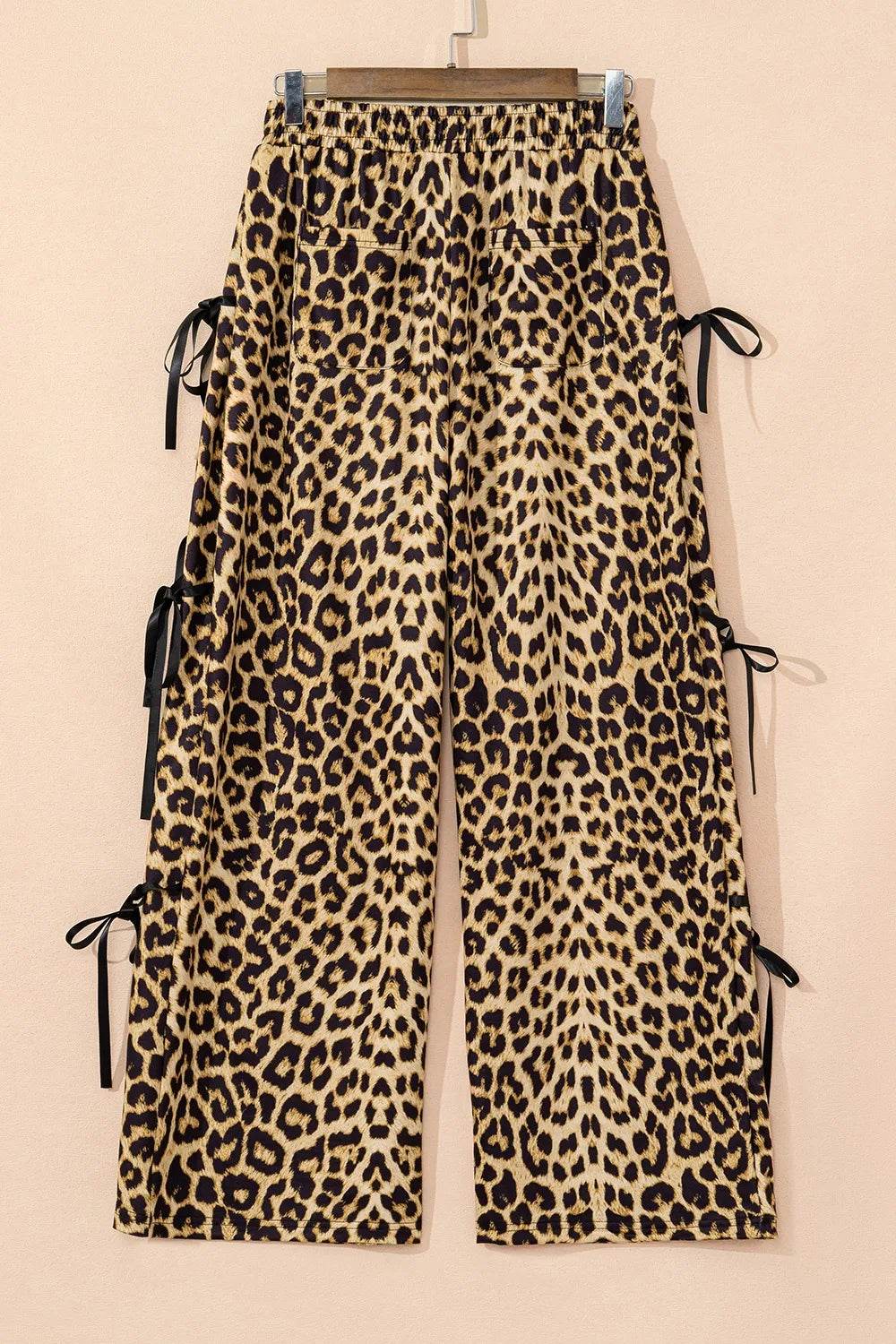Leopard Bow Tie Elastic Waist Pants - Millivan supplies